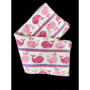 Nautica Kids Pink White Whale Baby Blanket Ocean Sea Life Security Lovey 30x40